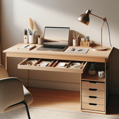 โต๊ะทำงานเก็บสายไฟได้