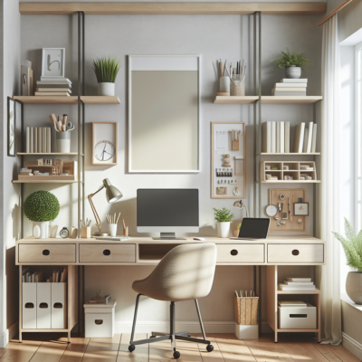 โต๊ะทำงานพร้อมชั้นวางของ