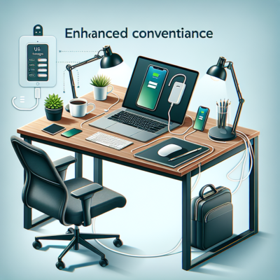 โต๊ะทำงานพร้อมที่ชาร์จ USB