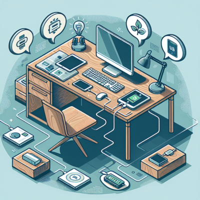 โต๊ะทำงานพร้อมที่ชาร์จ USB