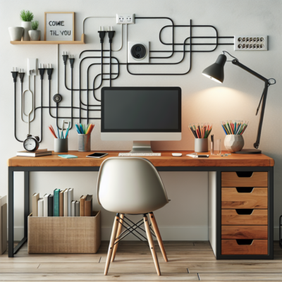 โต๊ะทำงานเก็บสายไฟได้